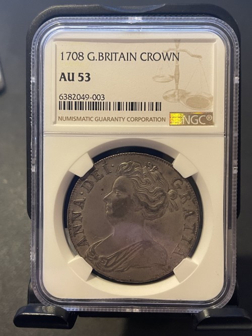 1707年 イギリス アン女王 ハーフクラウン銀貨 アンティークコイン NGC